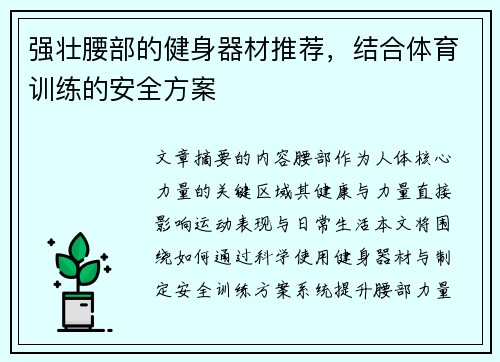强壮腰部的健身器材推荐，结合体育训练的安全方案