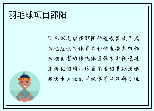 羽毛球项目邵阳